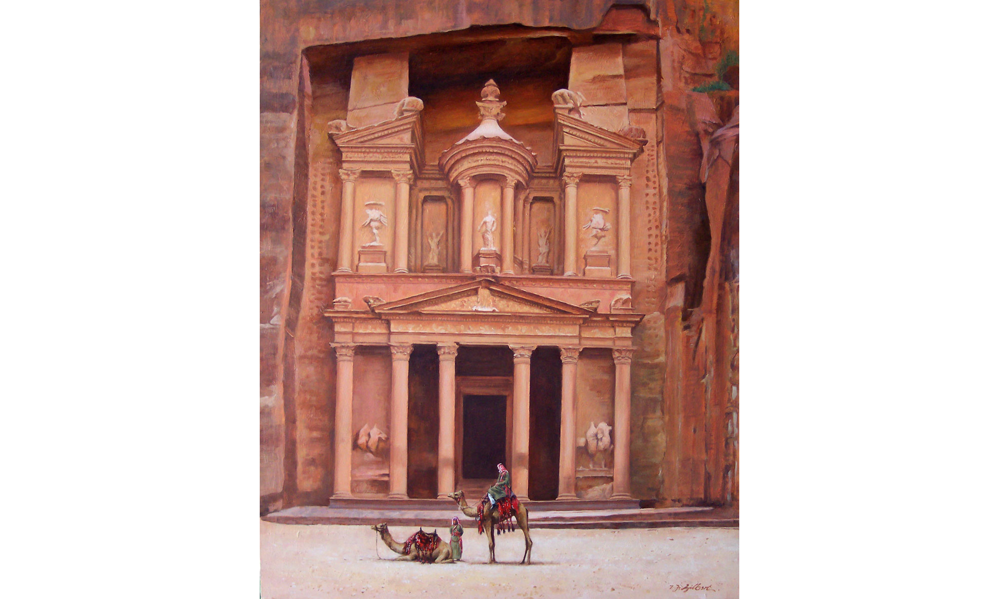 Petra Painting by Terence J Gilbert Oil on Board